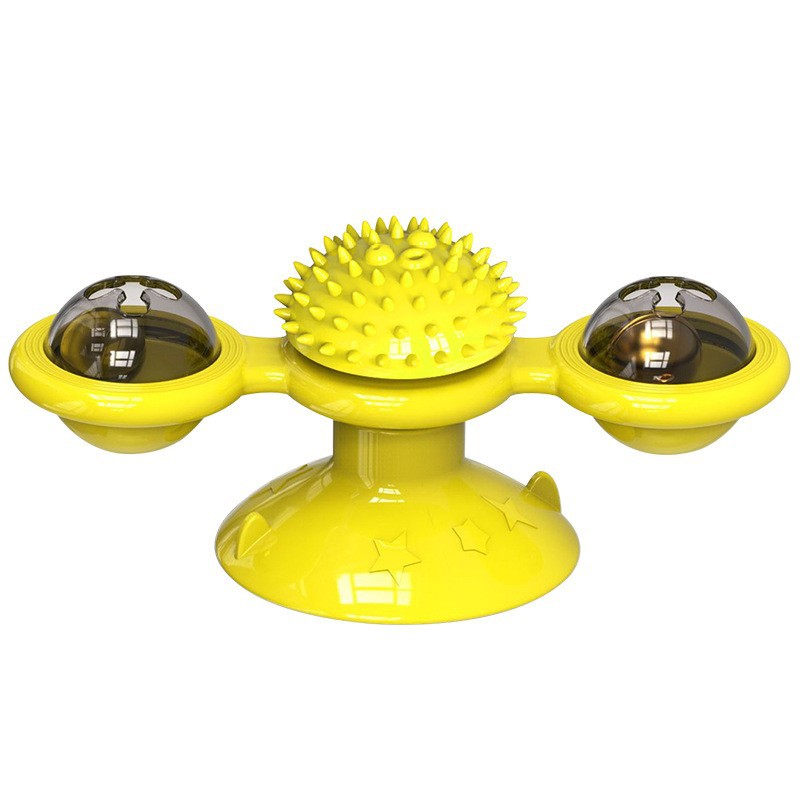 KFX-7365565 Interactive Catnip Windmill Toy with LED Light and Suction Cup for Indoor Cats