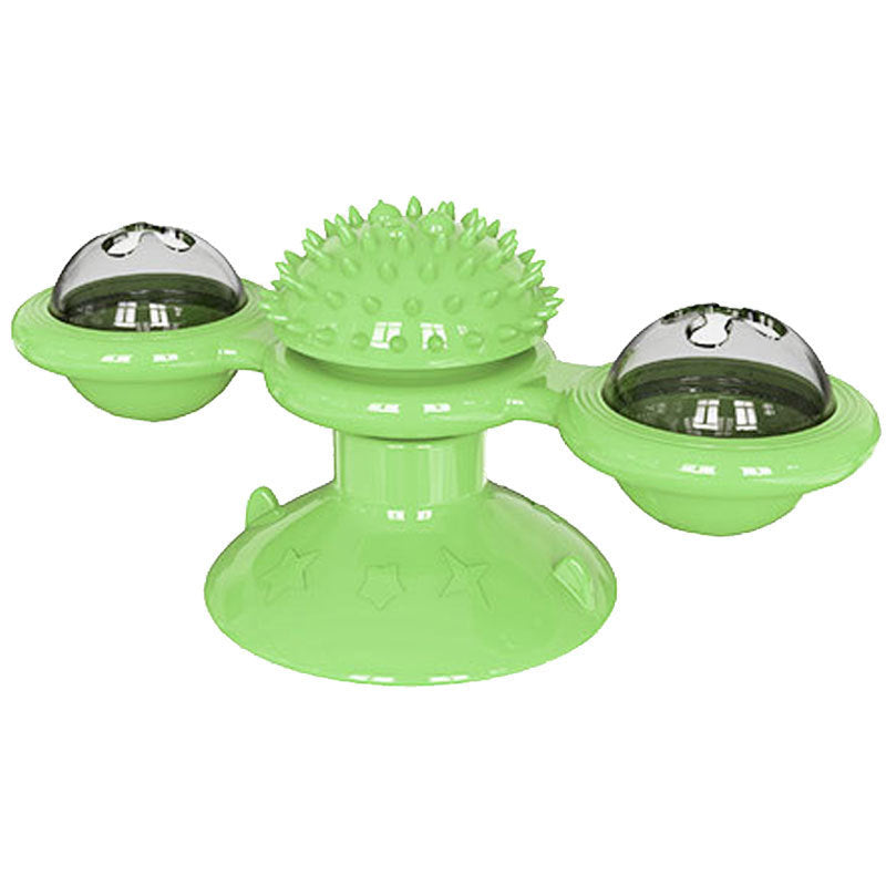 KFX-7365565 Interactive Catnip Windmill Toy with LED Light and Suction Cup for Indoor Cats