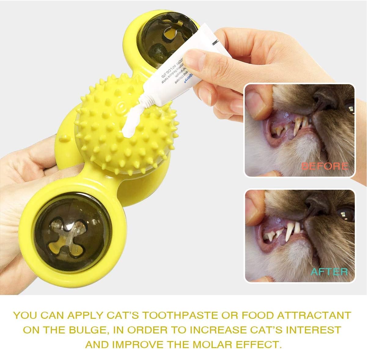 KFX-7365565 Interactive Catnip Windmill Toy with LED Light and Suction Cup for Indoor Cats