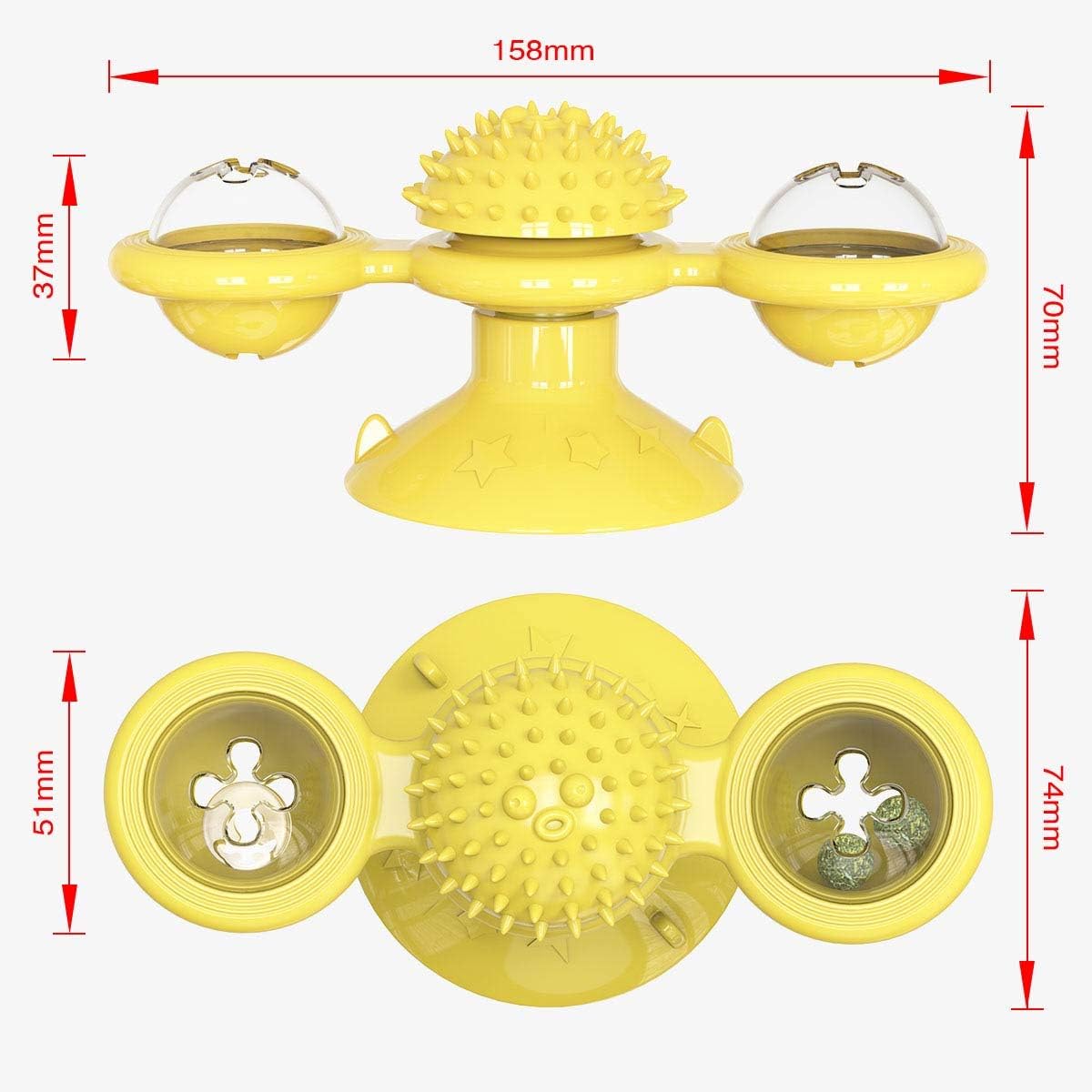 KFX-7365565 Interactive Catnip Windmill Toy with LED Light and Suction Cup for Indoor Cats