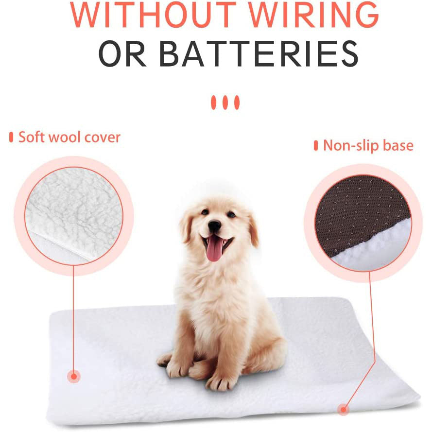 KFX-7366333 Self-Heating Pet Bed Cushion with Berber Fleece, 60x45CM, for Dogs and Cats
