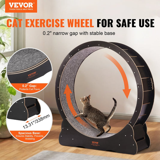 KFX-7368893 Large Cat Exercise Wheel for Indoor Use - 43.3" Wooden Treadmill with Noise Reduction and Safety Features