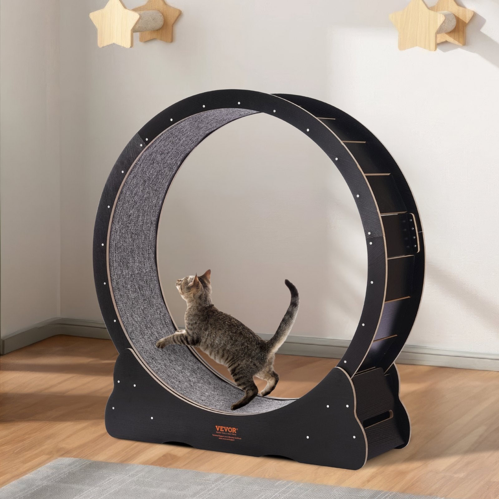 KFX-7368893 Large Cat Exercise Wheel for Indoor Use - 43.3" Wooden Treadmill with Noise Reduction and Safety Features