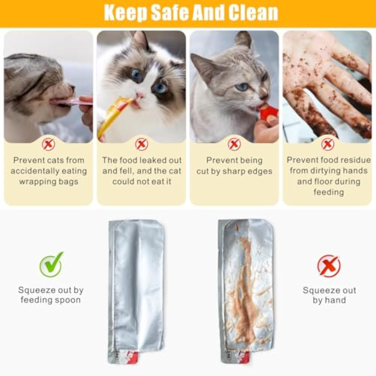 KFX-7369533 Multifunctional Cat Strip Feeder with Mixing Spoon for Liquid Snacks and Wet Food