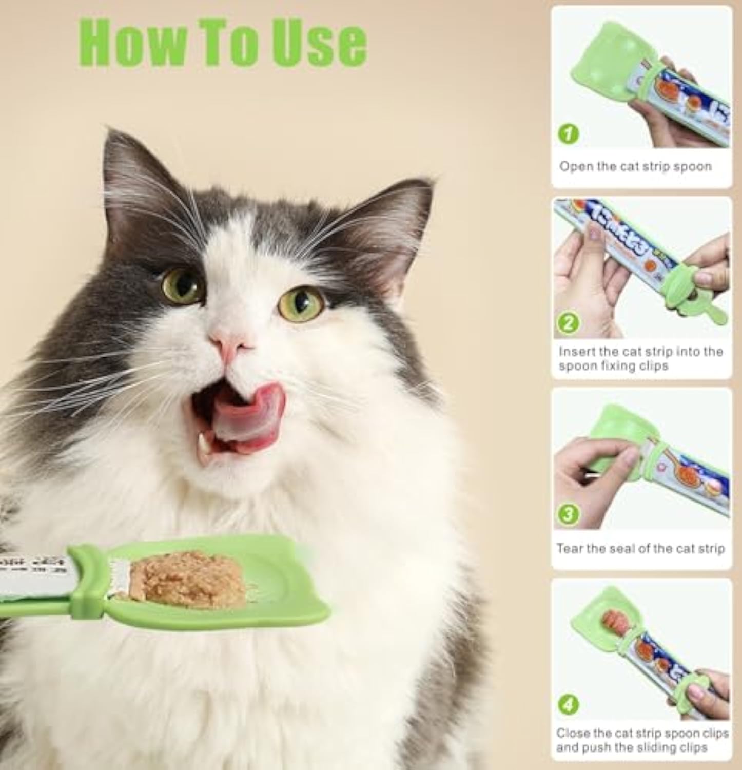 KFX-7369533 Multifunctional Cat Strip Feeder with Mixing Spoon for Liquid Snacks and Wet Food