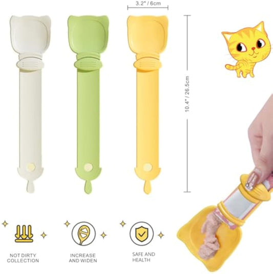 KFX-7369533 Multifunctional Cat Strip Feeder with Mixing Spoon for Liquid Snacks and Wet Food