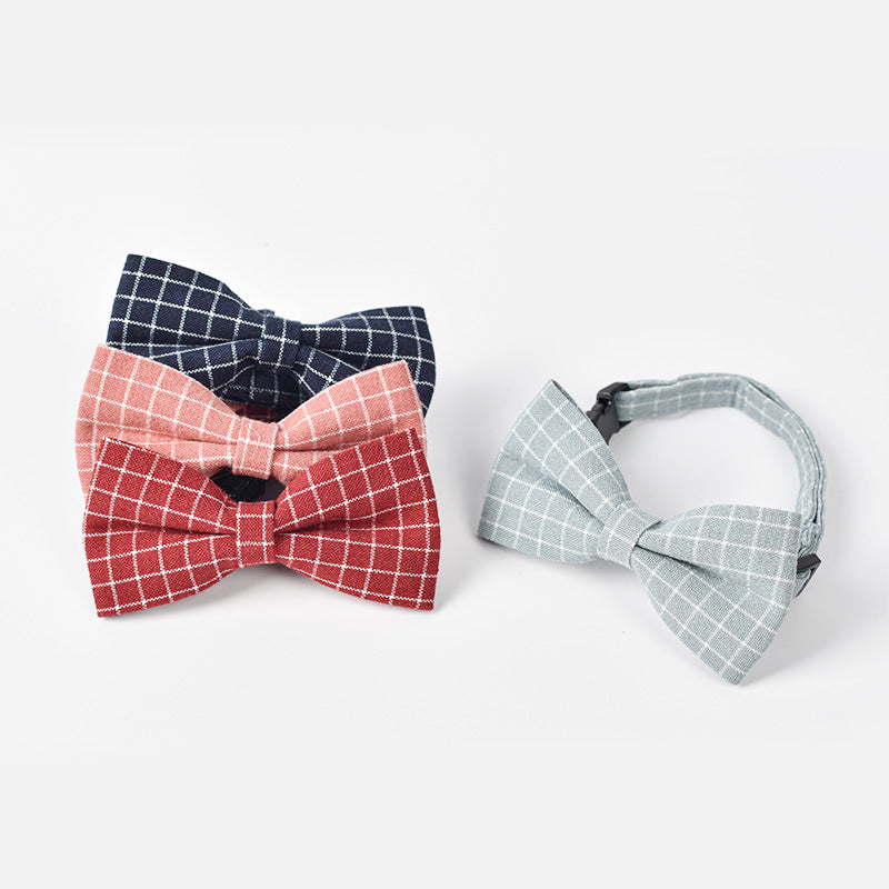 KFX-7370301 Classic British Style Child Pet Dog Bow Tie in Red, Dark Blue, Pink, and Gray