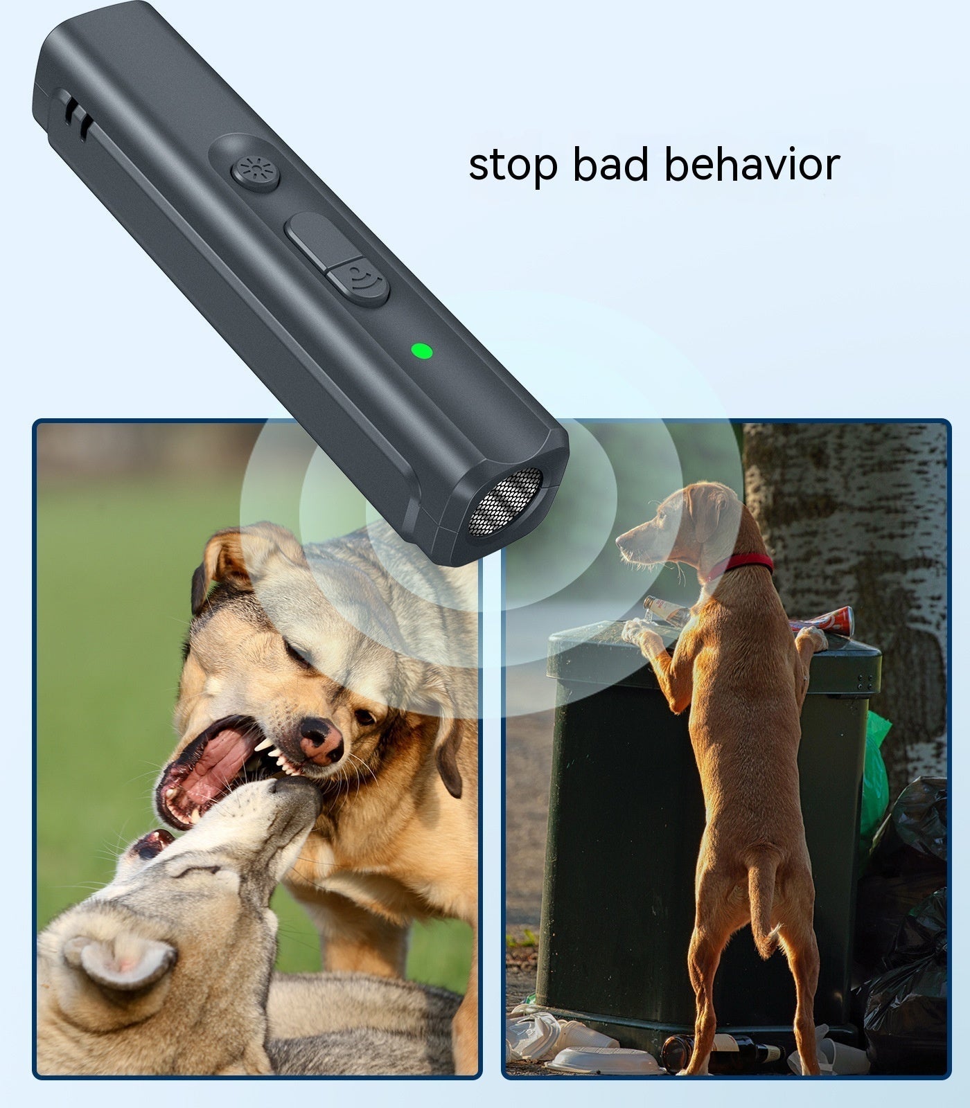 KFX-7371325 Handheld Portable Ultrasonic Dog Dispeller, Plastic Construction, Black and Orange Options