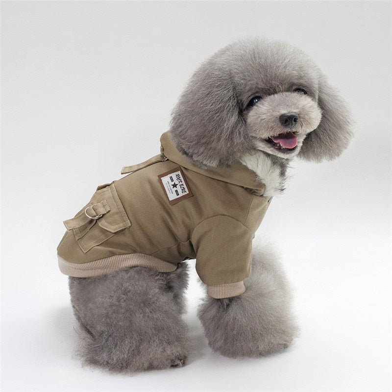 KFX-7372221 Warm Cotton Dog Hoodie Coat for Small Breeds - Ideal for Autumn and Winter