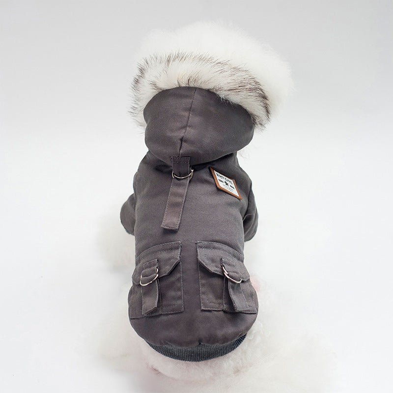 KFX-7372221 Warm Cotton Dog Hoodie Coat for Small Breeds - Ideal for Autumn and Winter