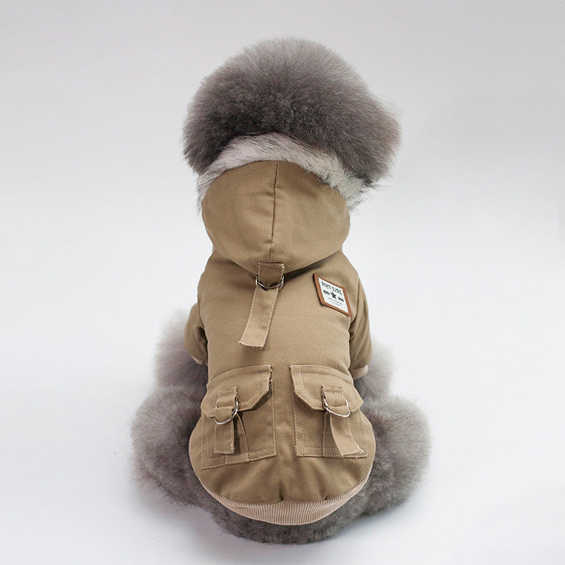 KFX-7372221 Warm Cotton Dog Hoodie Coat for Small Breeds - Ideal for Autumn and Winter