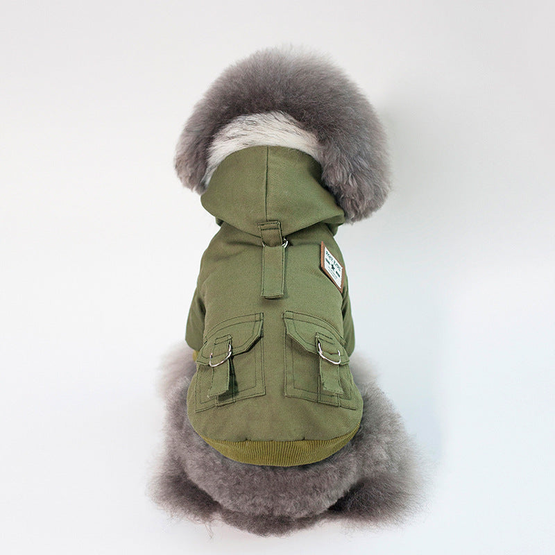 KFX-7372221 Warm Cotton Dog Hoodie Coat for Small Breeds - Ideal for Autumn and Winter