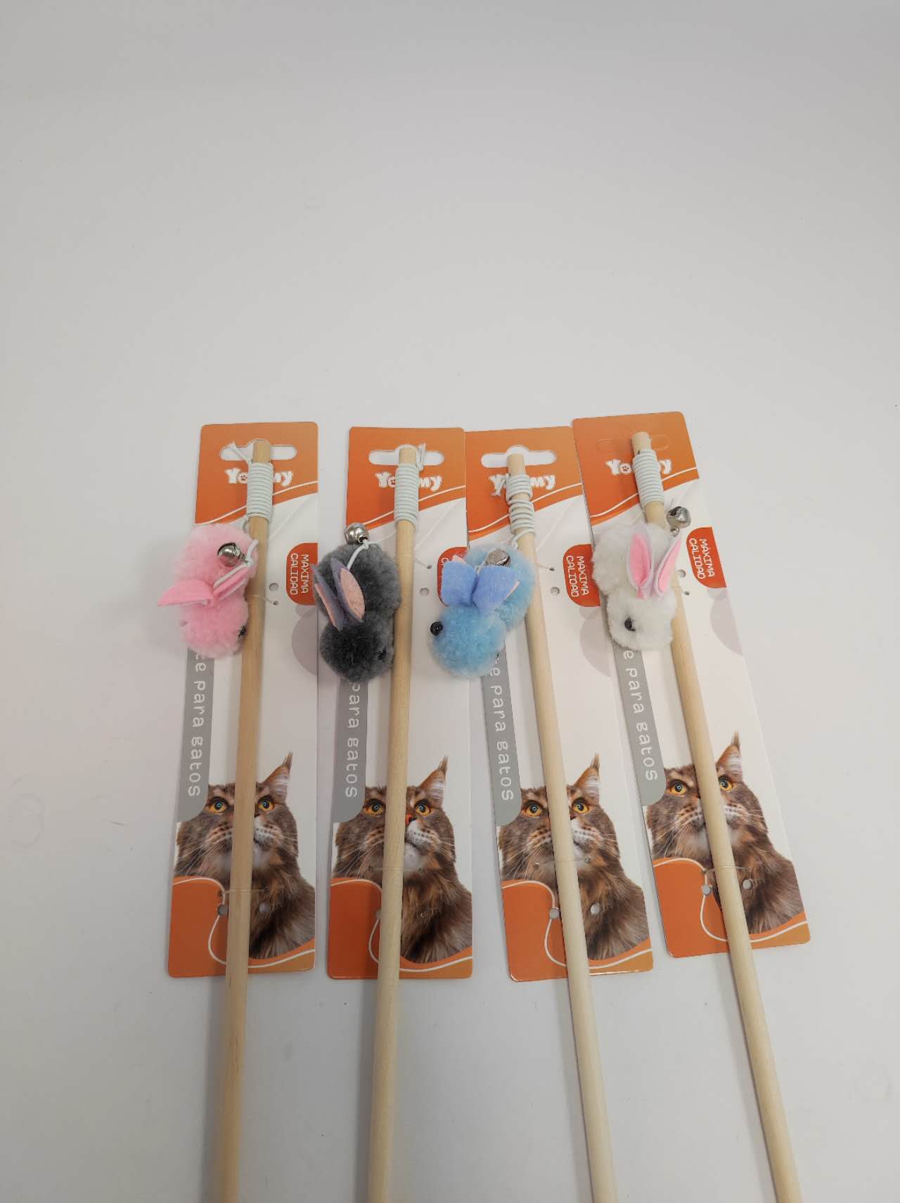 KFX-7372861 Interactive Little Furry Rabbit Cat Teaser Toy for Playful Felines