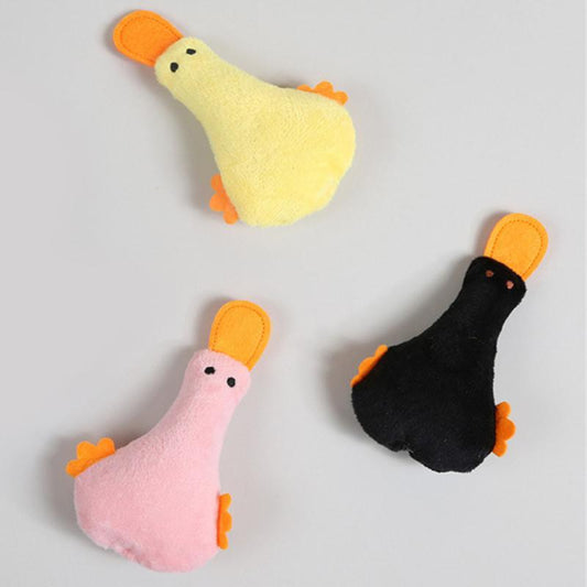 KFX-7375293 Plush Duck Cat and Dog Toy with Catnip and Squeaker for Interactive Play