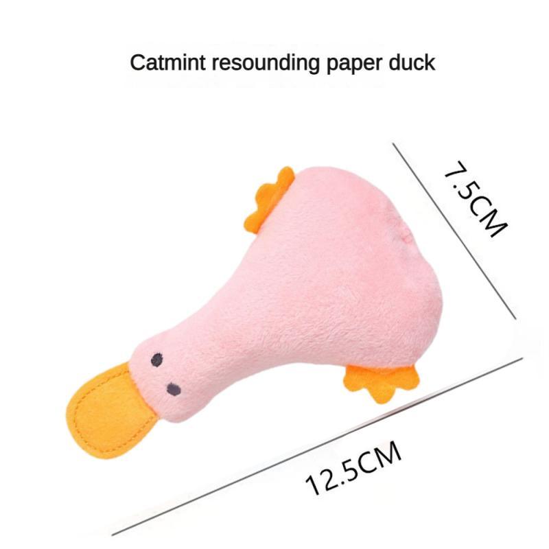 KFX-7375293 Plush Duck Cat and Dog Toy with Catnip and Squeaker for Interactive Play