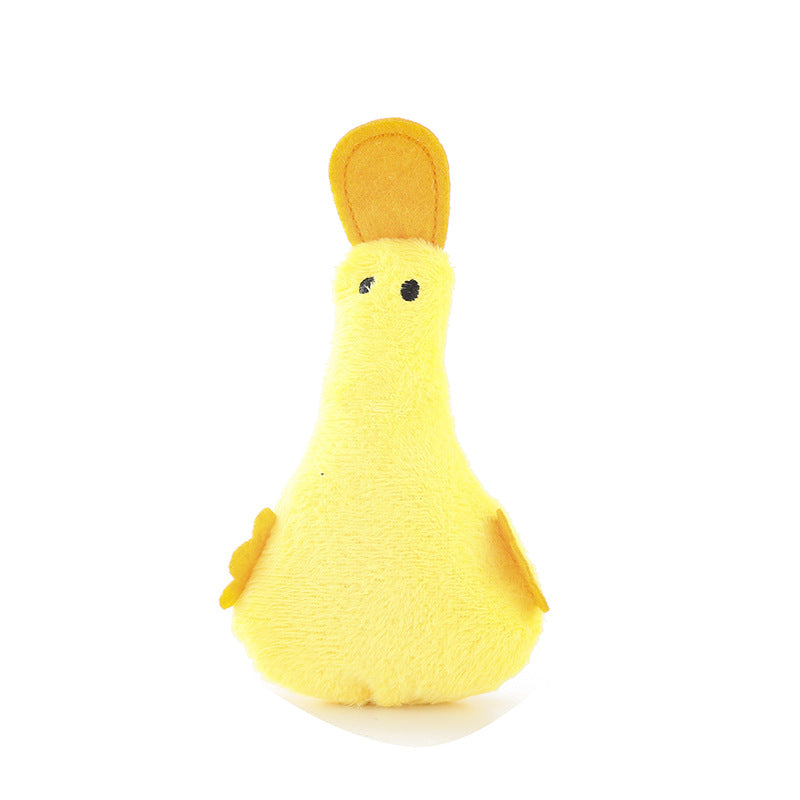 KFX-7375293 Plush Duck Cat and Dog Toy with Catnip and Squeaker for Interactive Play