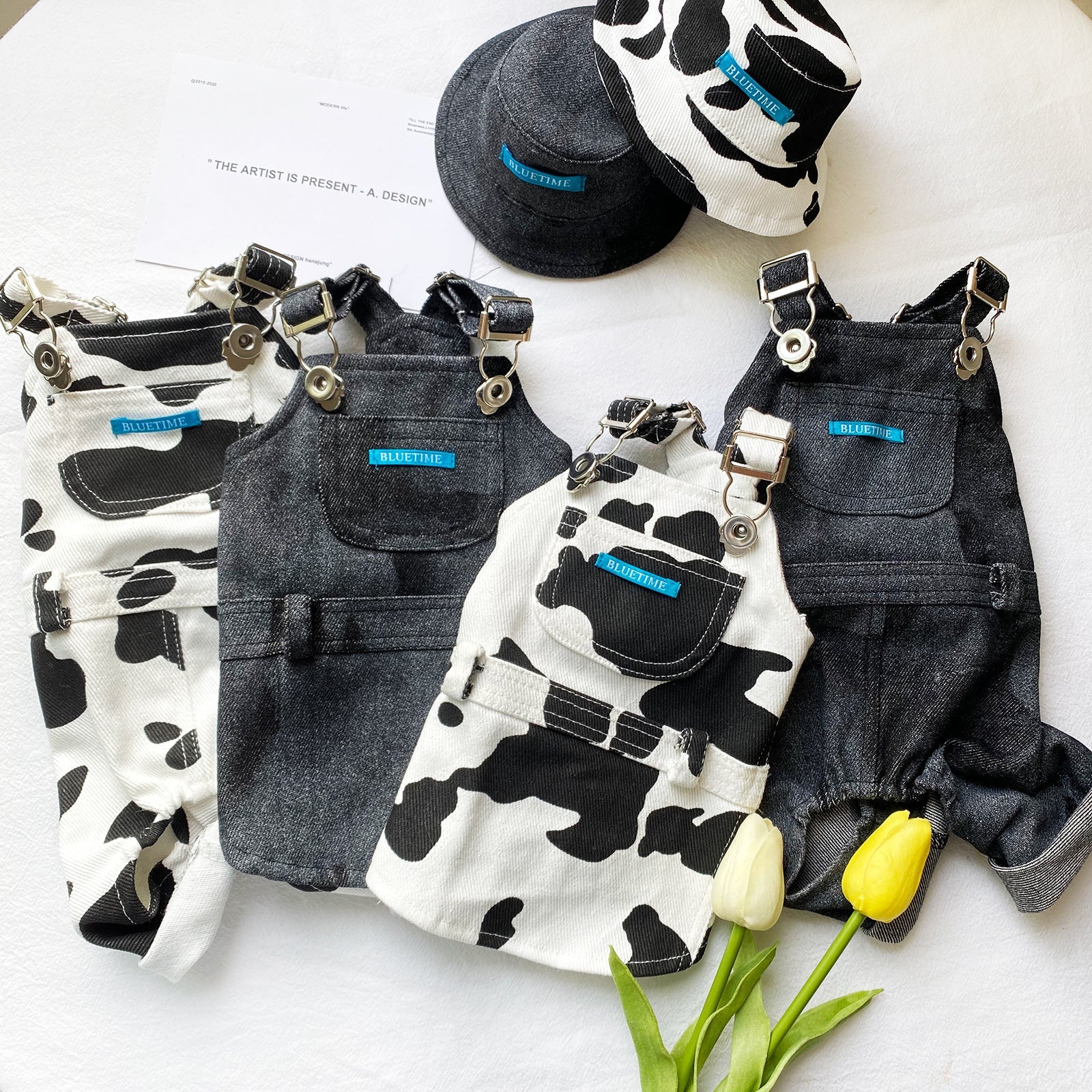 KFX-7375421 Cozy Cow Print Teddy Bear Suspenders for Pets - Various Sizes Available
