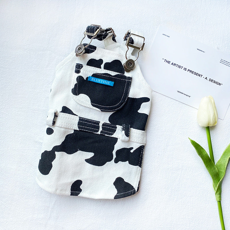 KFX-7375421 Cozy Cow Print Teddy Bear Suspenders for Pets - Various Sizes Available