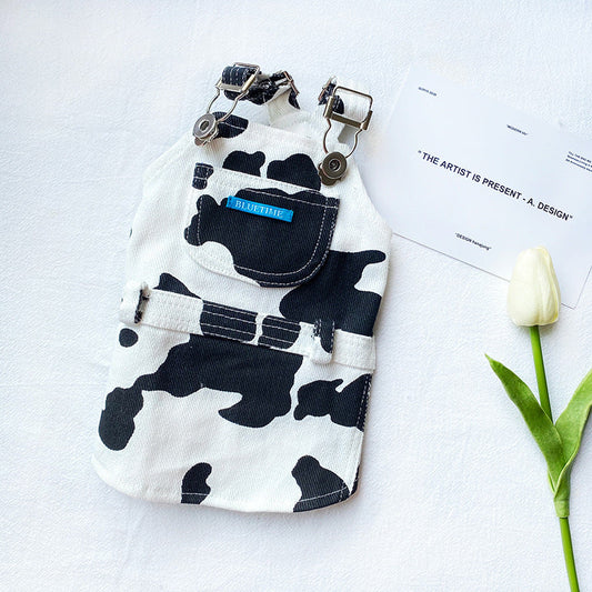 KFX-7375421 Cozy Cow Print Teddy Bear Suspenders for Pets - Various Sizes Available
