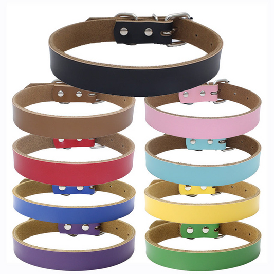 KFX-7375805 Genuine Cowhide Leather Pet Collar in Multiple Colors and Sizes