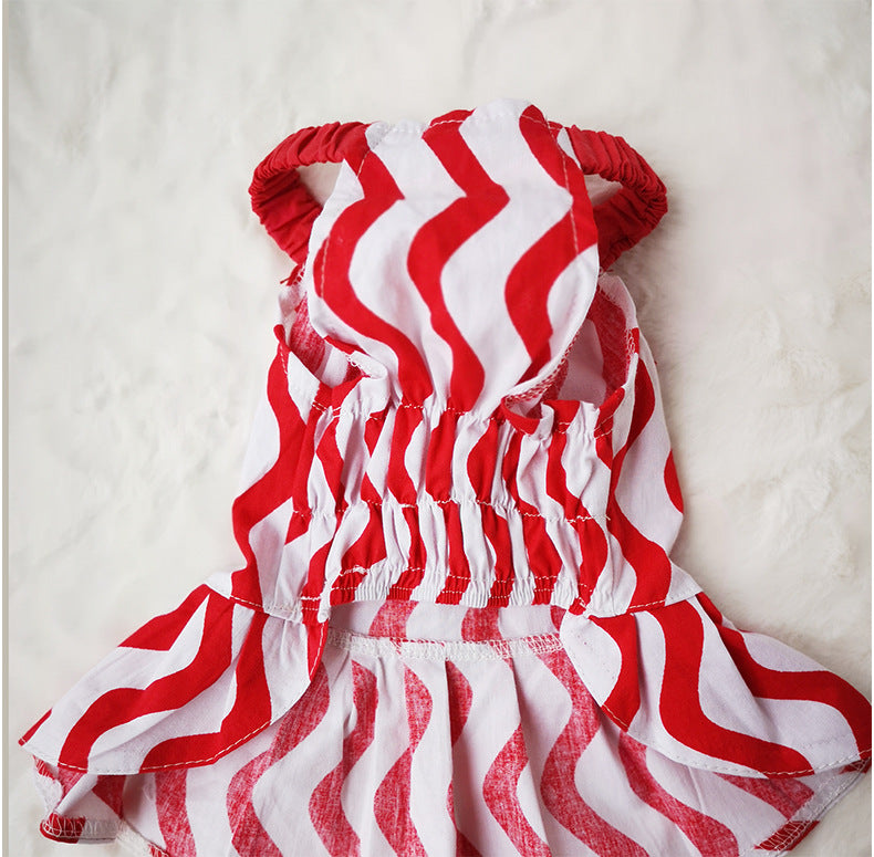 KFX-7376189 Princess-Style Cotton Bow Skirt for Cats and Dogs in Red - XS to XXL Sizes Available