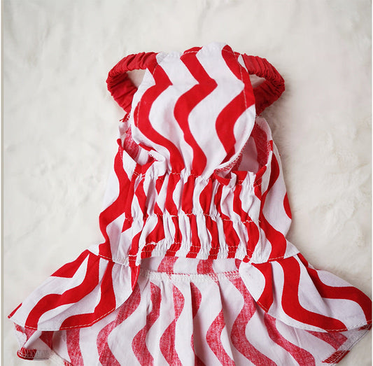 KFX-7376189 Princess-Style Cotton Bow Skirt for Cats and Dogs in Red - XS to XXL Sizes Available