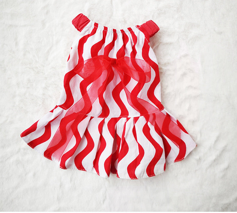 KFX-7376189 Princess-Style Cotton Bow Skirt for Cats and Dogs in Red - XS to XXL Sizes Available