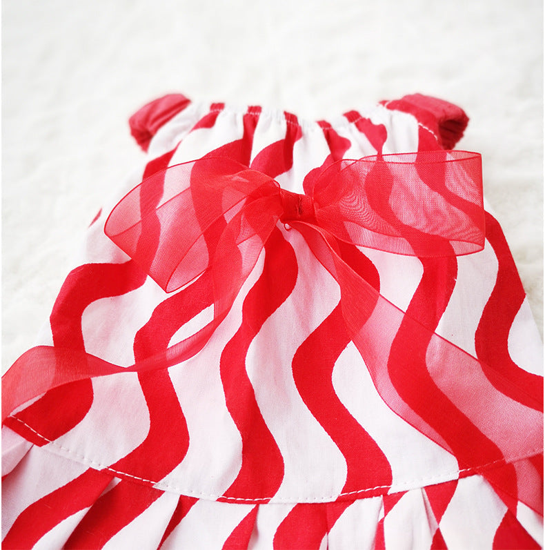 KFX-7376189 Princess-Style Cotton Bow Skirt for Cats and Dogs in Red - XS to XXL Sizes Available