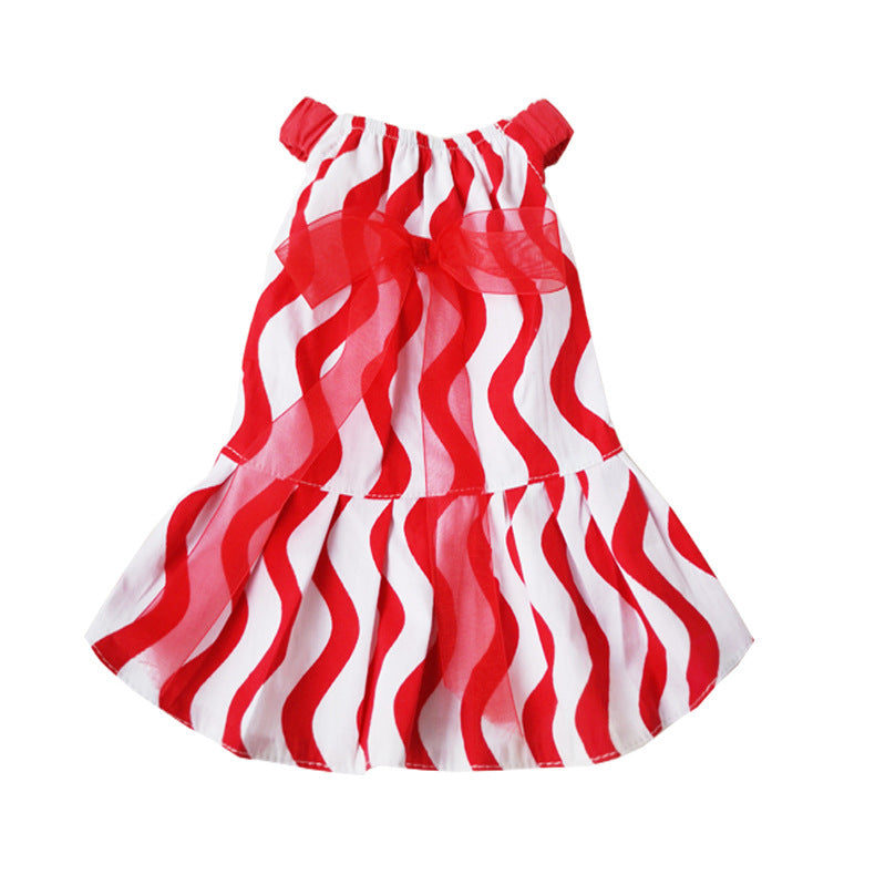 KFX-7376189 Princess-Style Cotton Bow Skirt for Cats and Dogs in Red - XS to XXL Sizes Available
