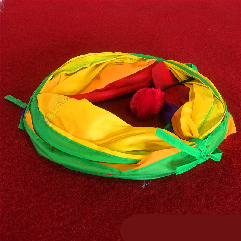 KFX-7377085 Rainbow Cat Tunnel - 120cm Polyester Climbing Frame for Cats