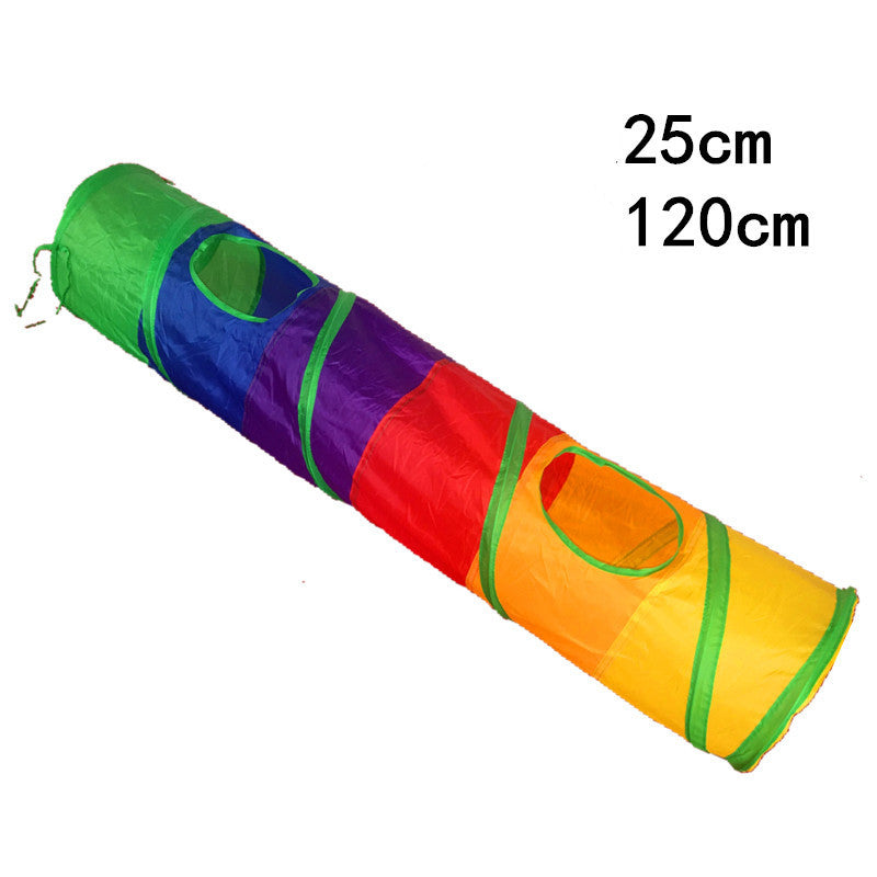 KFX-7377085 Rainbow Cat Tunnel - 120cm Polyester Climbing Frame for Cats