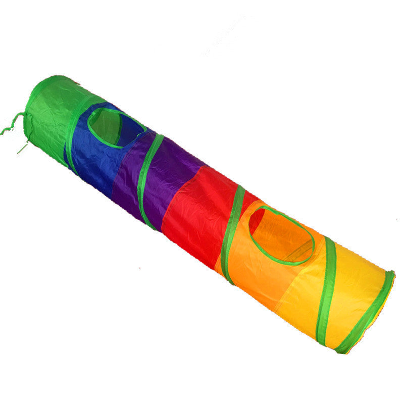 KFX-7377085 Rainbow Cat Tunnel - 120cm Polyester Climbing Frame for Cats