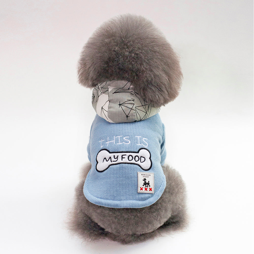 KFX-7378237 Thick Hooded Cotton-Padded Coat for Pets in Blue and Wine Red