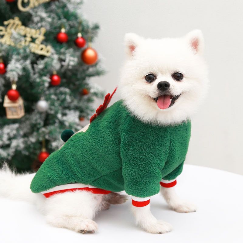 KFX-7378877 Pet Plus Velvet Christmas Print Sweater for Pets - Fawn Red and Green Available in Multiple Sizes