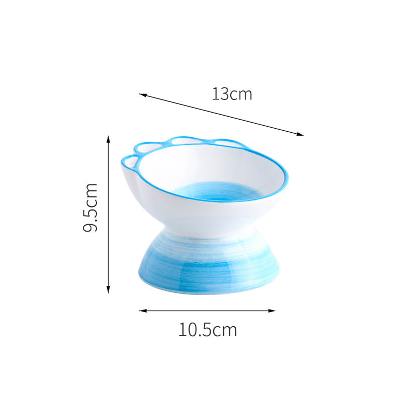 KFX-7379773 Cute Cartoon Paw Shaped Ceramic Pet Bowl with 15° Inclined Surface for Food and Water