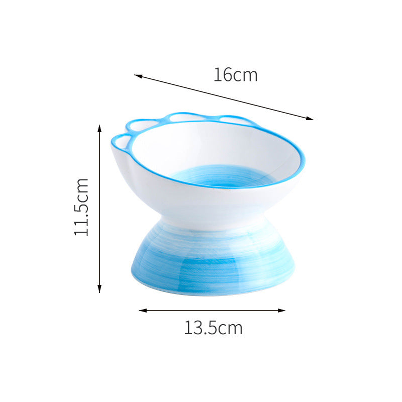 KFX-7379773 Cute Cartoon Paw Shaped Ceramic Pet Bowl with 15° Inclined Surface for Food and Water