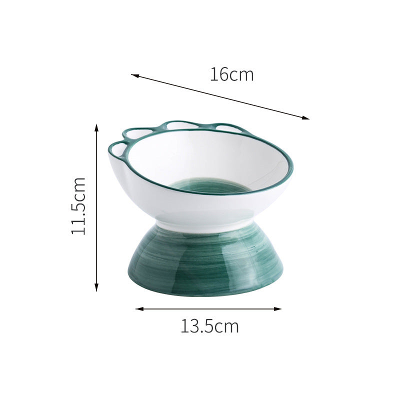 KFX-7379773 Cute Cartoon Paw Shaped Ceramic Pet Bowl with 15° Inclined Surface for Food and Water