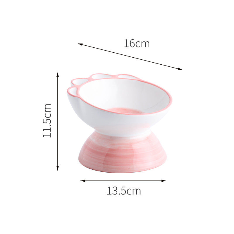 KFX-7379773 Cute Cartoon Paw Shaped Ceramic Pet Bowl with 15° Inclined Surface for Food and Water