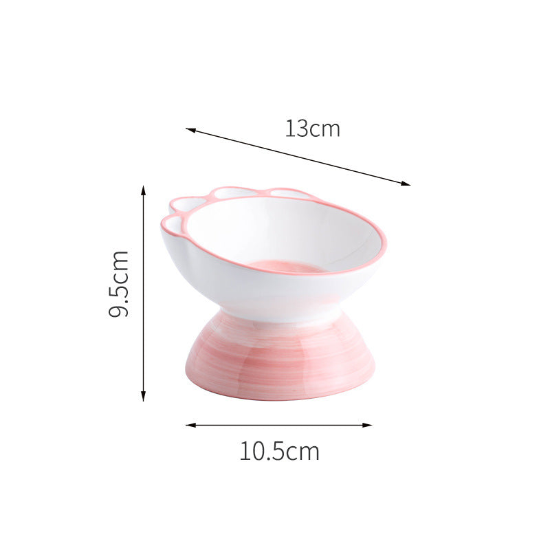 KFX-7379773 Cute Cartoon Paw Shaped Ceramic Pet Bowl with 15° Inclined Surface for Food and Water