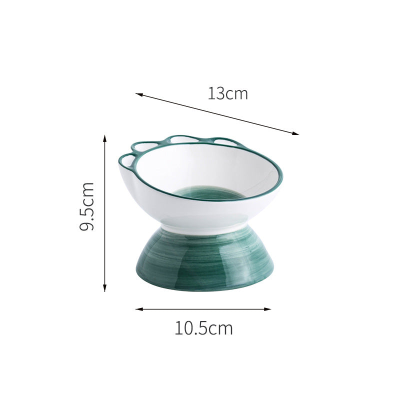KFX-7379773 Cute Cartoon Paw Shaped Ceramic Pet Bowl with 15° Inclined Surface for Food and Water