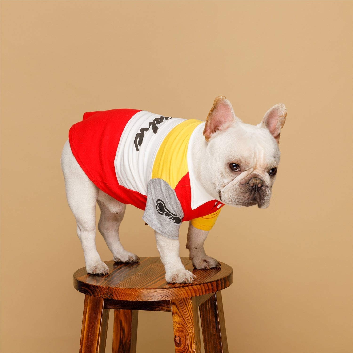KFX-7380157 Dog Polo Shirt for Spring - Casual Two-Legged Clothing in Blue and Red, Cotton Material, Various Sizes Available