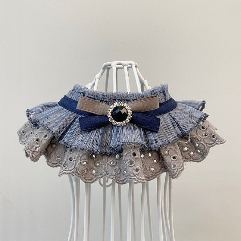KFX-7381181 Triangle Lace Scarf Bow Tie for Cats and Dogs in Blue