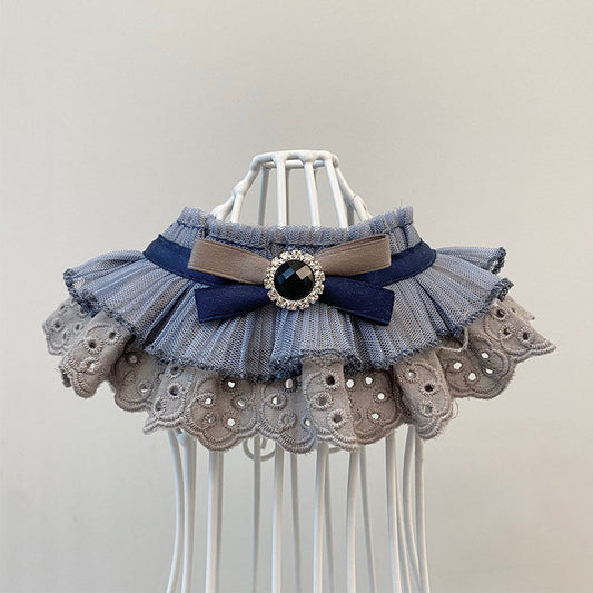 KFX-7381181 Triangle Lace Scarf Bow Tie for Cats and Dogs in Blue