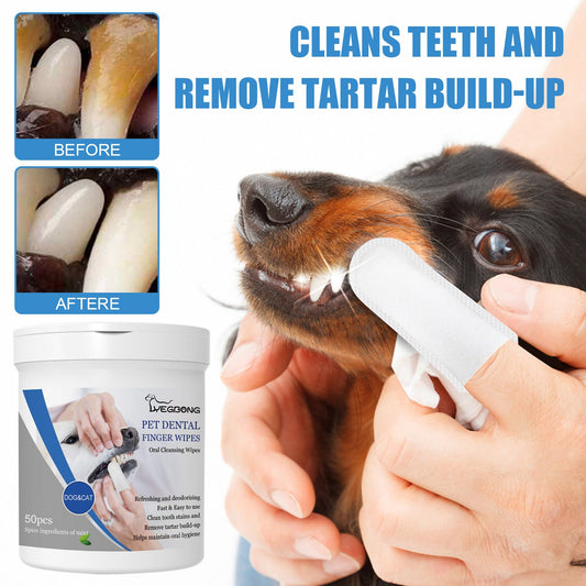KFX-7381437 Pet Teeth Finger Wipes - Oral Care Cleaning Solution for Dogs, 50 Count