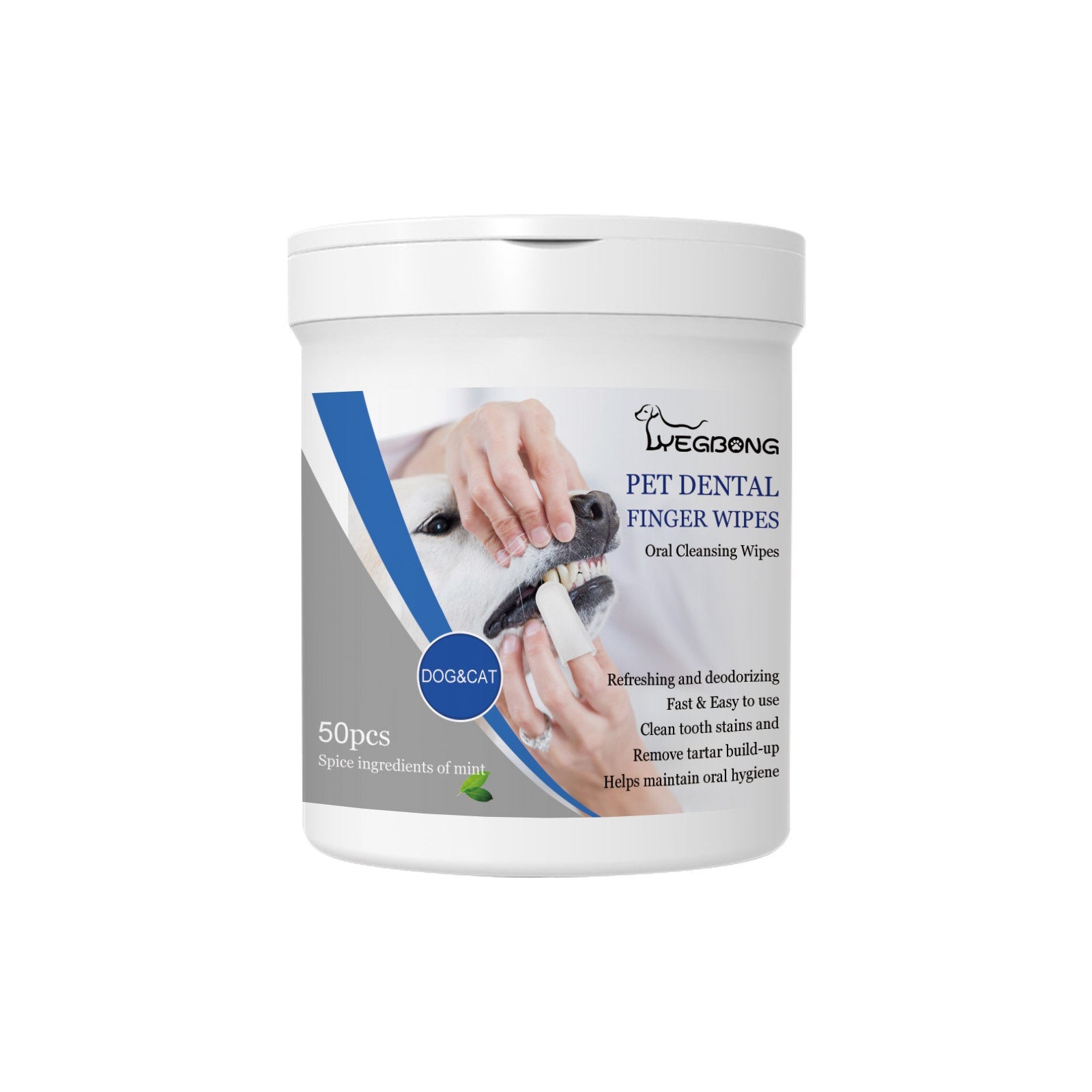 KFX-7381437 Pet Teeth Finger Wipes - Oral Care Cleaning Solution for Dogs, 50 Count
