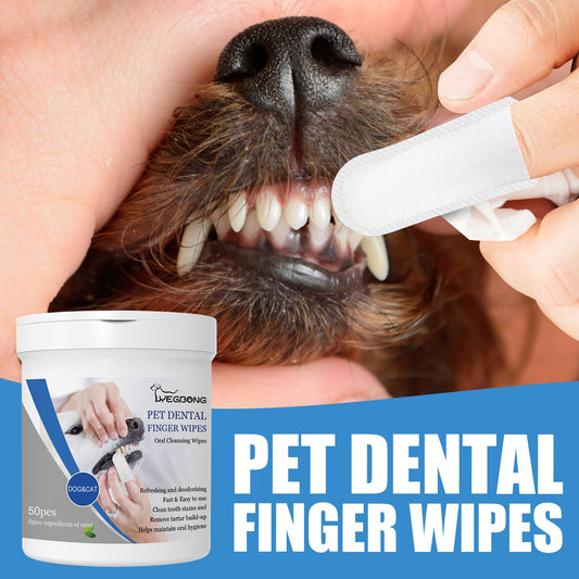 KFX-7381437 Pet Teeth Finger Wipes - Oral Care Cleaning Solution for Dogs, 50 Count