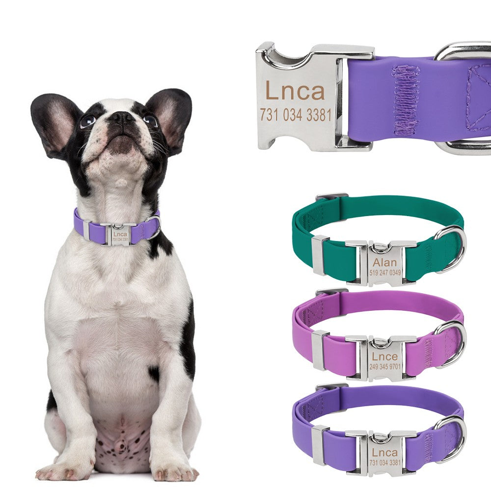 KFX-7385405 Adjustable Waterproof Silicone Pet Traction Rope with Zinc Alloy D Buckle - Multiple Sizes in Purple, Green, Pink