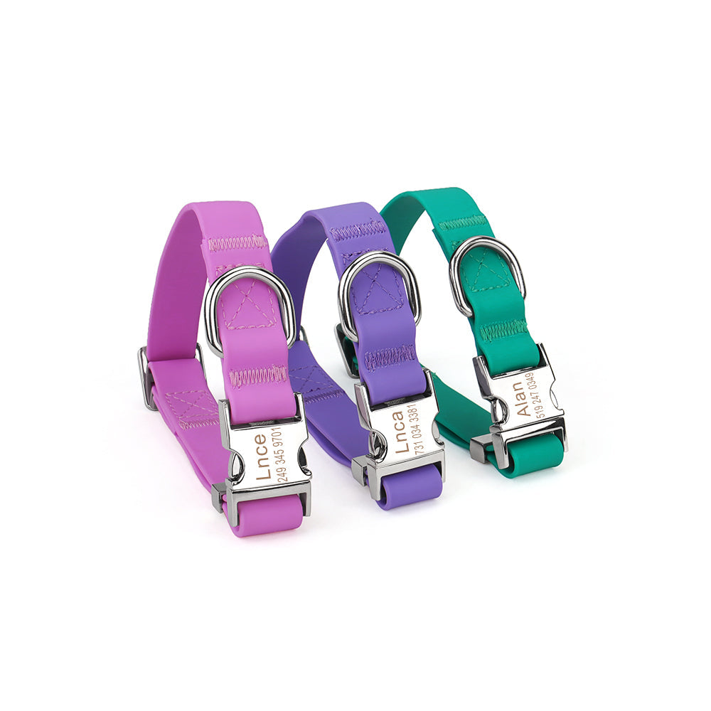 KFX-7385405 Adjustable Waterproof Silicone Pet Traction Rope with Zinc Alloy D Buckle - Multiple Sizes in Purple, Green, Pink
