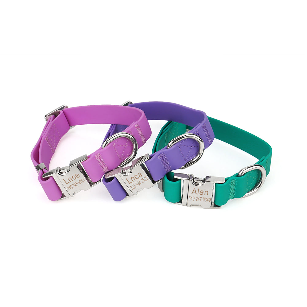 KFX-7385405 Adjustable Waterproof Silicone Pet Traction Rope with Zinc Alloy D Buckle - Multiple Sizes in Purple, Green, Pink