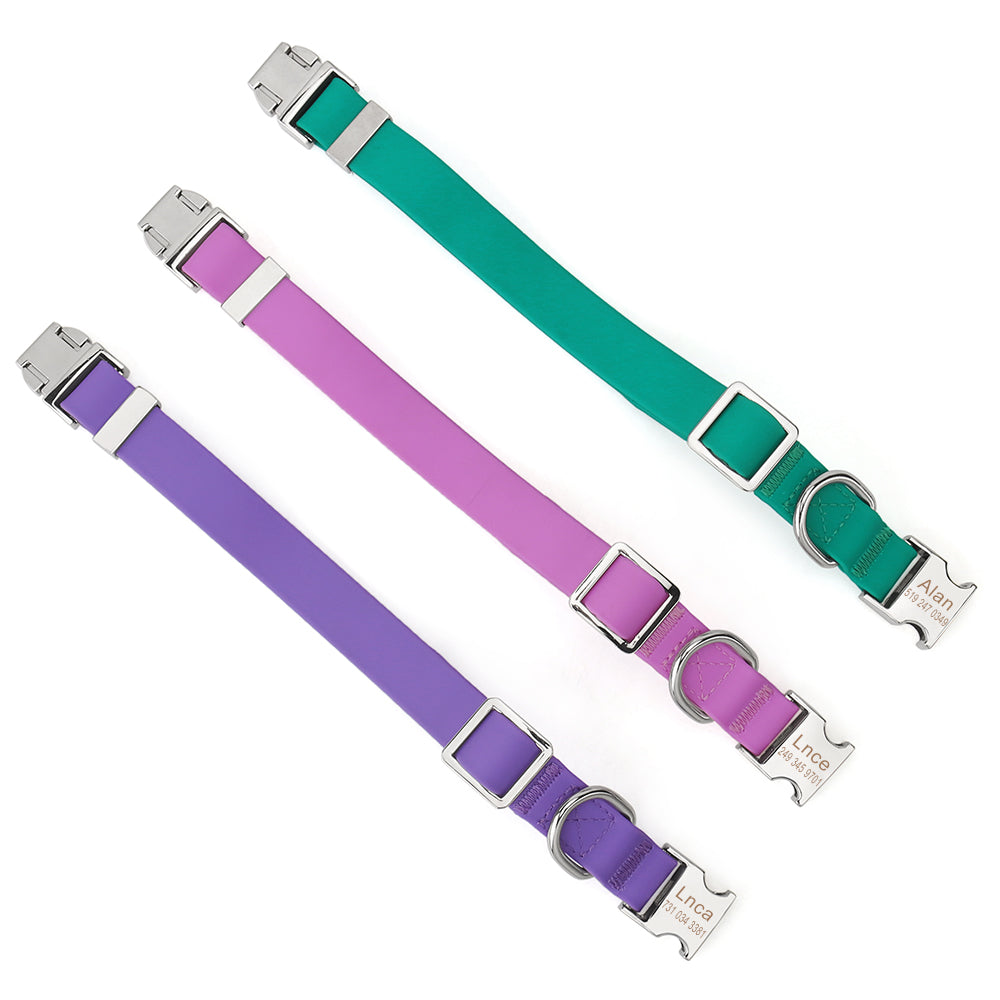 KFX-7385405 Adjustable Waterproof Silicone Pet Traction Rope with Zinc Alloy D Buckle - Multiple Sizes in Purple, Green, Pink